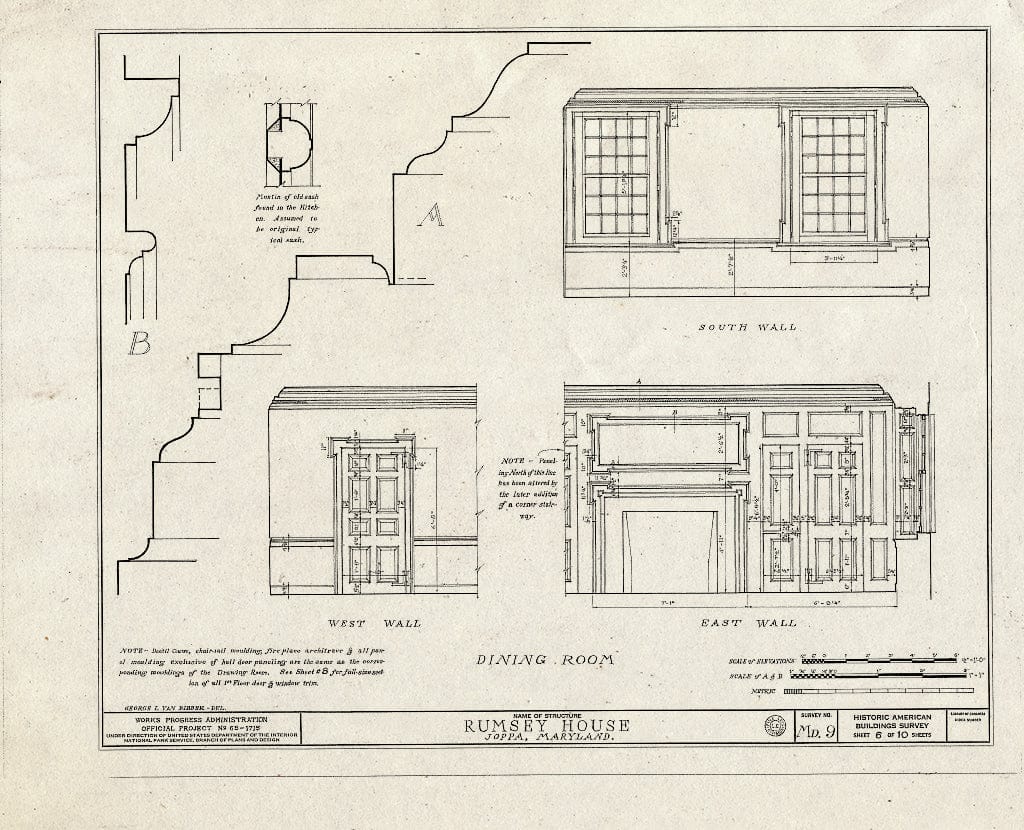 Blueprint HABS MD,13-JOP,1- (Sheet 6 of 10) - Benjamin Rumsey House, Bridge Drive, Joppatowne, Harford County, MD