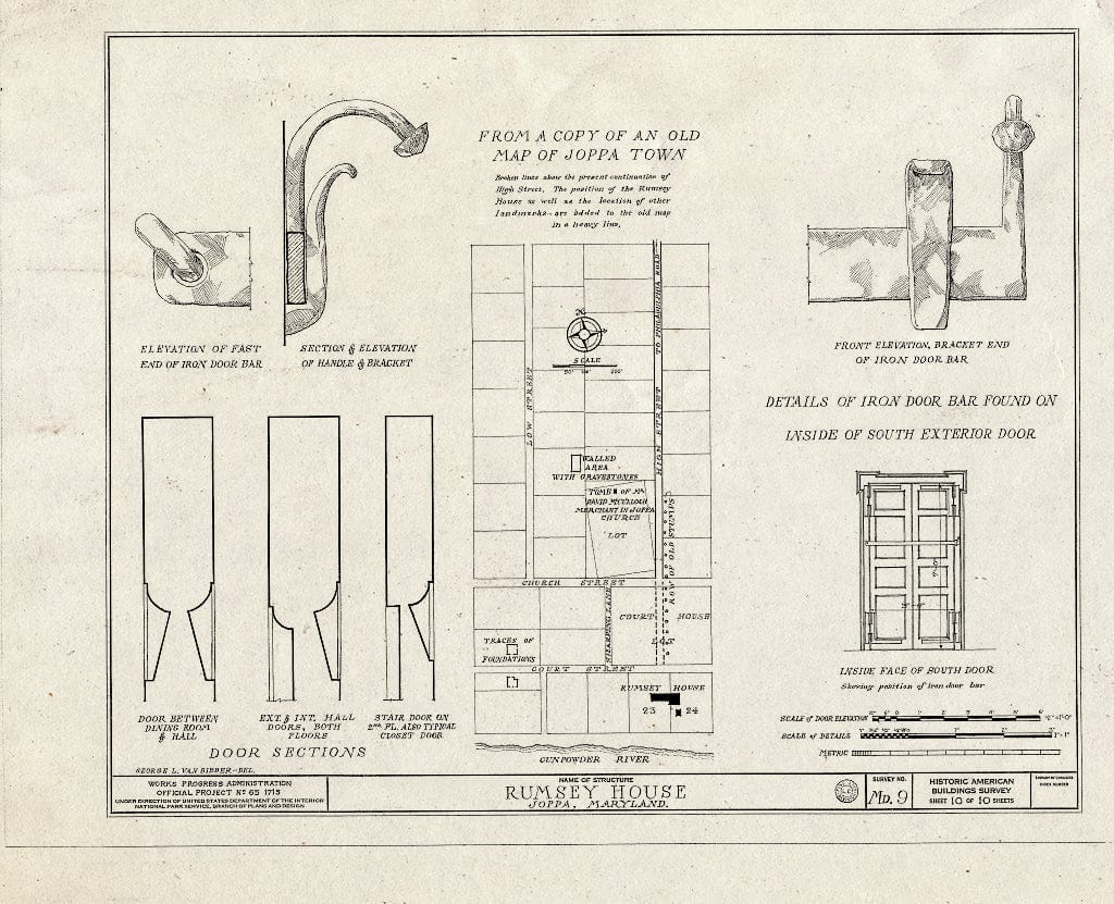 Blueprint HABS MD,13-JOP,1- (Sheet 10 of 10) - Benjamin Rumsey House, Bridge Drive, Joppatowne, Harford County, MD