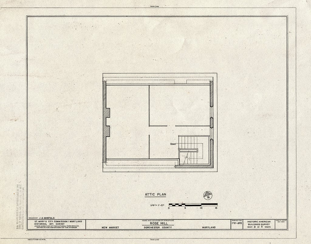 Blueprint HABS MD,10-NEMA,1- (Sheet 3 of 5) - Rose Hill, East New Market, Dorchester County, MD