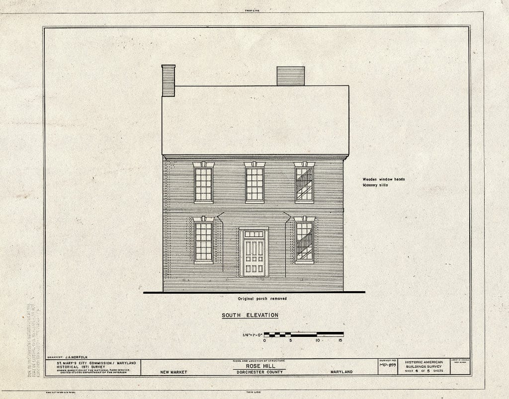 Blueprint HABS MD,10-NEMA,1- (Sheet 4 of 5) - Rose Hill, East New Market, Dorchester County, MD