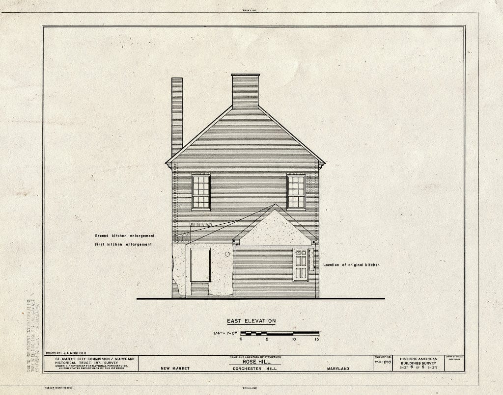 Blueprint HABS MD,10-NEMA,1- (Sheet 5 of 5) - Rose Hill, East New Market, Dorchester County, MD