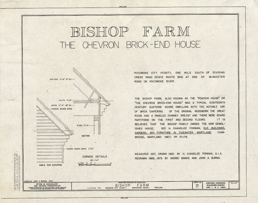 Blueprint HABS MD,24-POCI.V,1- (Sheet 1 of 4) - Bishop Farm, McMaster Road, Pocomoke City, Worcester County, MD