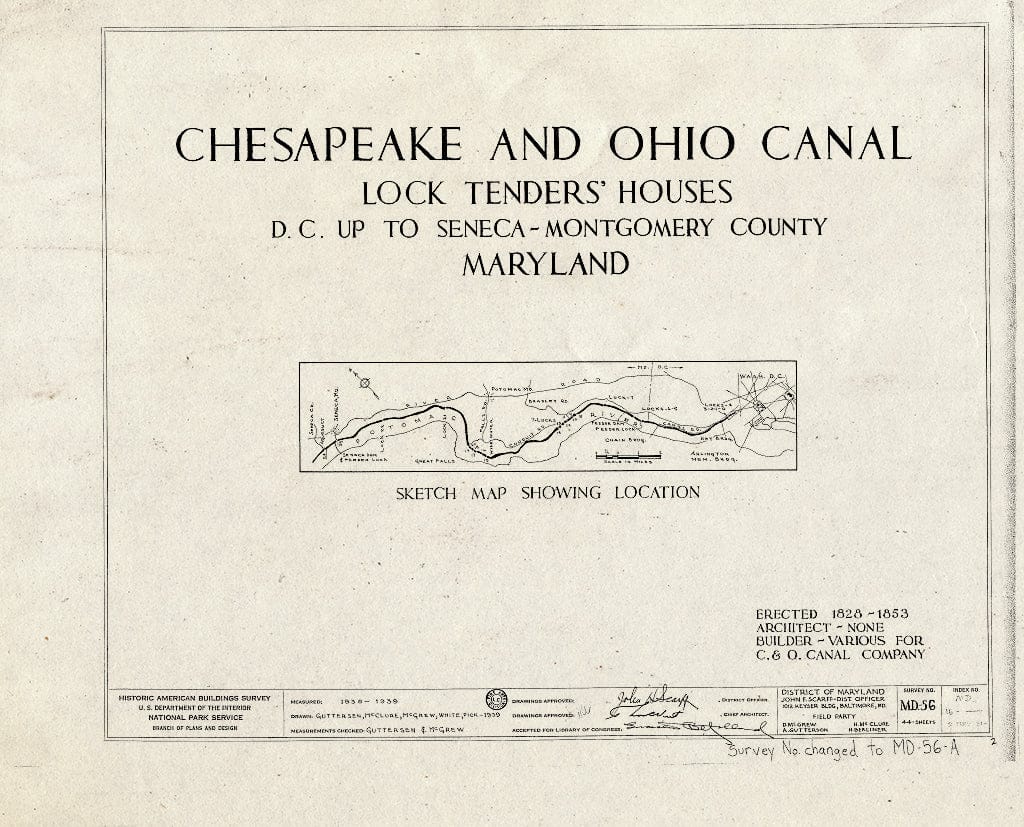 Blueprint HABS MD,16-,3A- (Sheet 0 of 3) - Chesapeake & Ohio Canal, Lockhouse at Lock 6, Brookmont, Montgomery County, MD