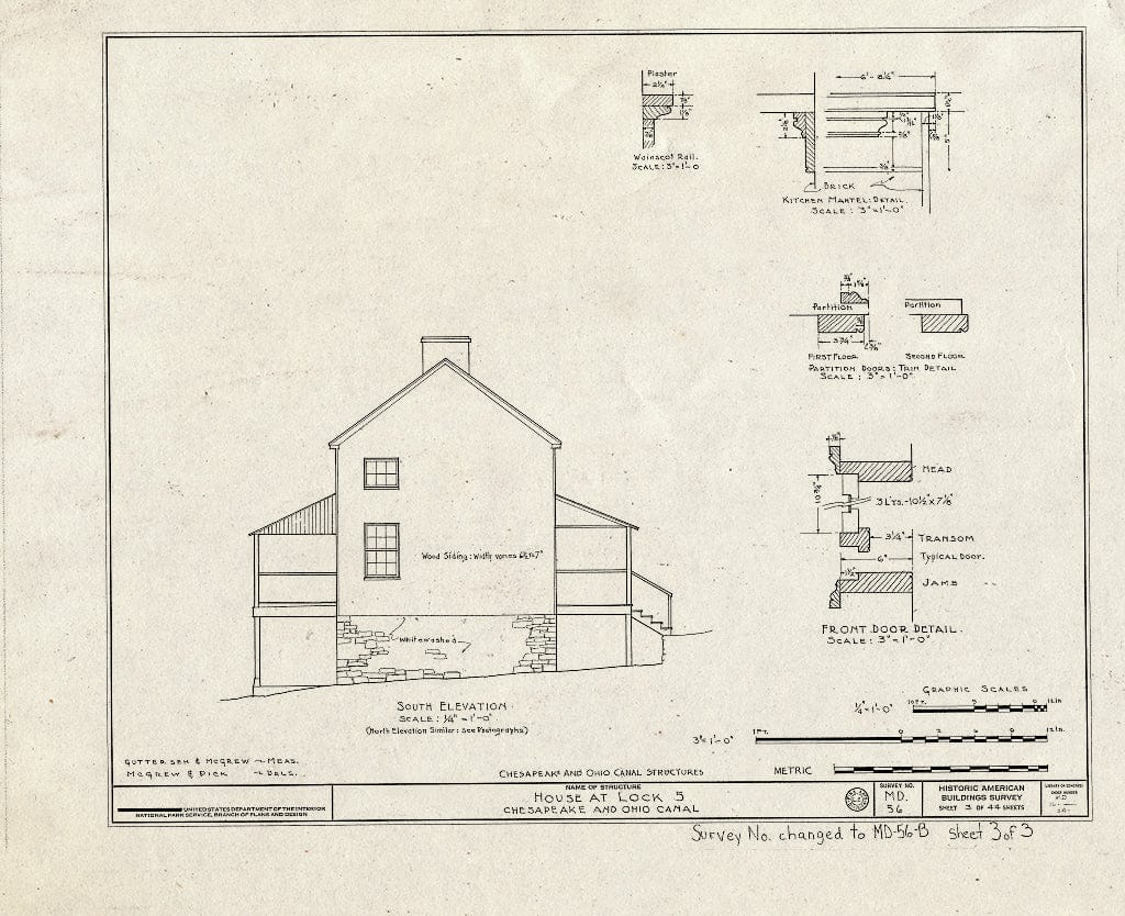 Blueprint HABS MD,16-,2A- (Sheet 3 of 3) - Chesapeake & Ohio Canal, Lockhouse at Lock 5, George Washington Parkway Vicinity, Brookmont, Montgomery County, MD