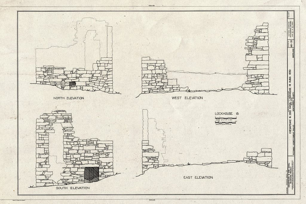 Blueprint HAER MD,16-POTO.V,1- (Sheet 2 of 2) - Chesapeake & Ohio Canal, Lockhouse 18 (Ruins), Lock 18, MacArthur Boulevard Vicinity, Potomac, Montgomery County, MD