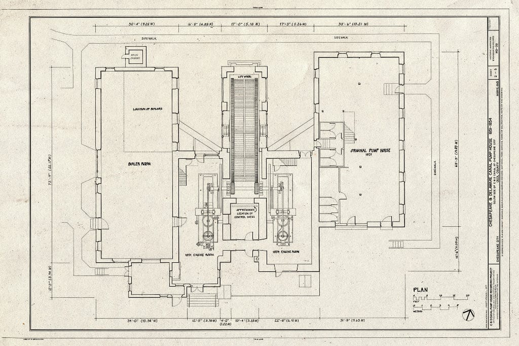 Blueprint HAER MD,8-CHESCI,1- (Sheet 2 of 5) - Chesapeake & Delaware Canal, Pump House, South Side of Chesapeake & Delaware Canal, Chesapeake City, Cecil County, MD
