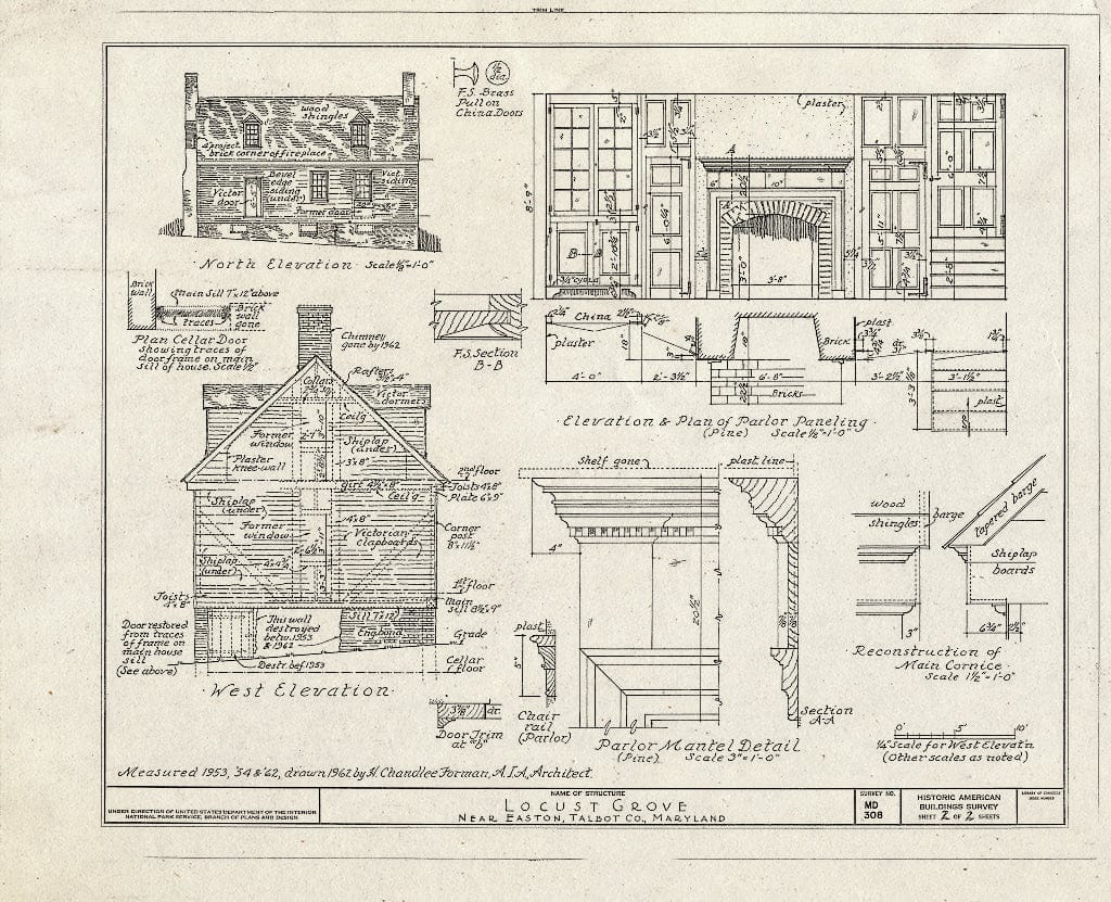Blueprint HABS MD,21-EATO.V,7- (Sheet 2 of 2) - Locust Grove, Villa Road, Easton, Talbot County, MD
