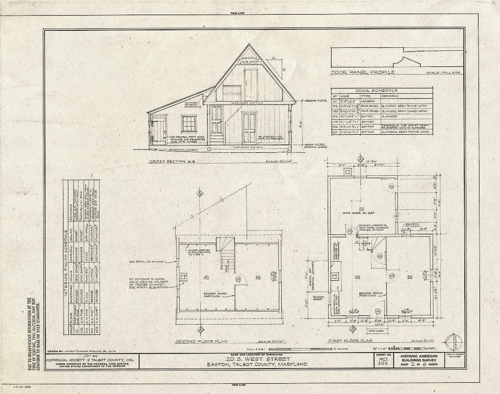 Blueprint HABS MD,21-EATO,9- (Sheet 2 of 6) - 20 South West Street (House), Easton, Talbot County, MD