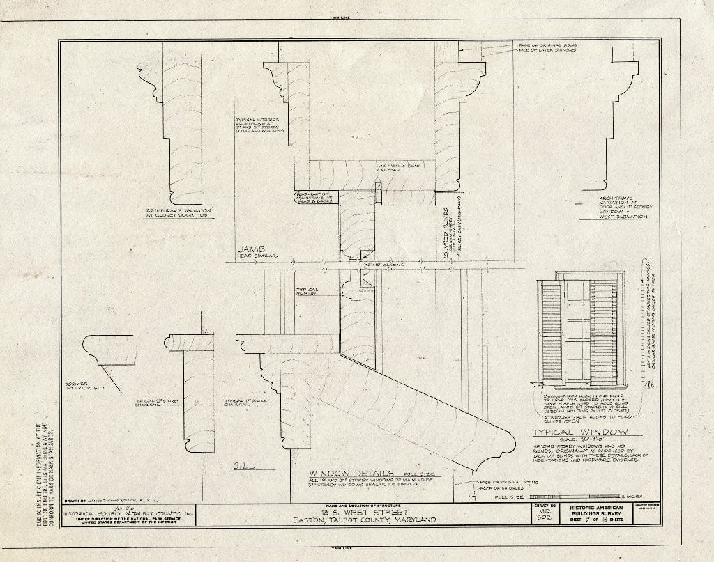 Blueprint HABS MD,21-EATO,8- (Sheet 7 of 8) - 18 South West Street (House), Easton, Talbot County, MD