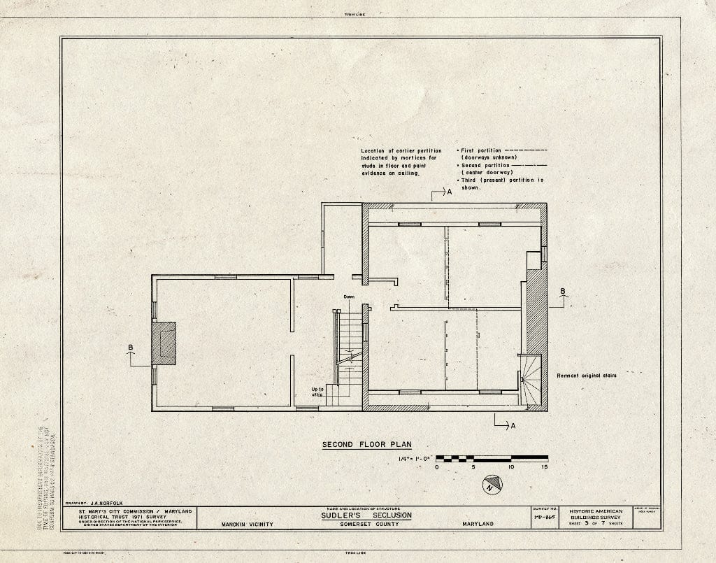 Blueprint HABS MD,20-MANK.V,1- (Sheet 3 of 7) - Sudler's Conclusion, Route 361 Vicinity, Northwest of Manokin, Manokin, Somerset County, MD