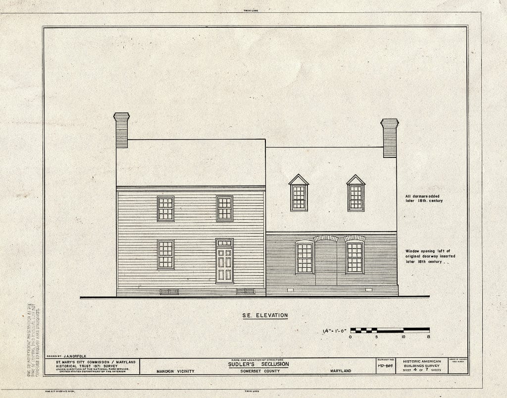 Blueprint HABS MD,20-MANK.V,1- (Sheet 4 of 7) - Sudler's Conclusion, Route 361 Vicinity, Northwest of Manokin, Manokin, Somerset County, MD