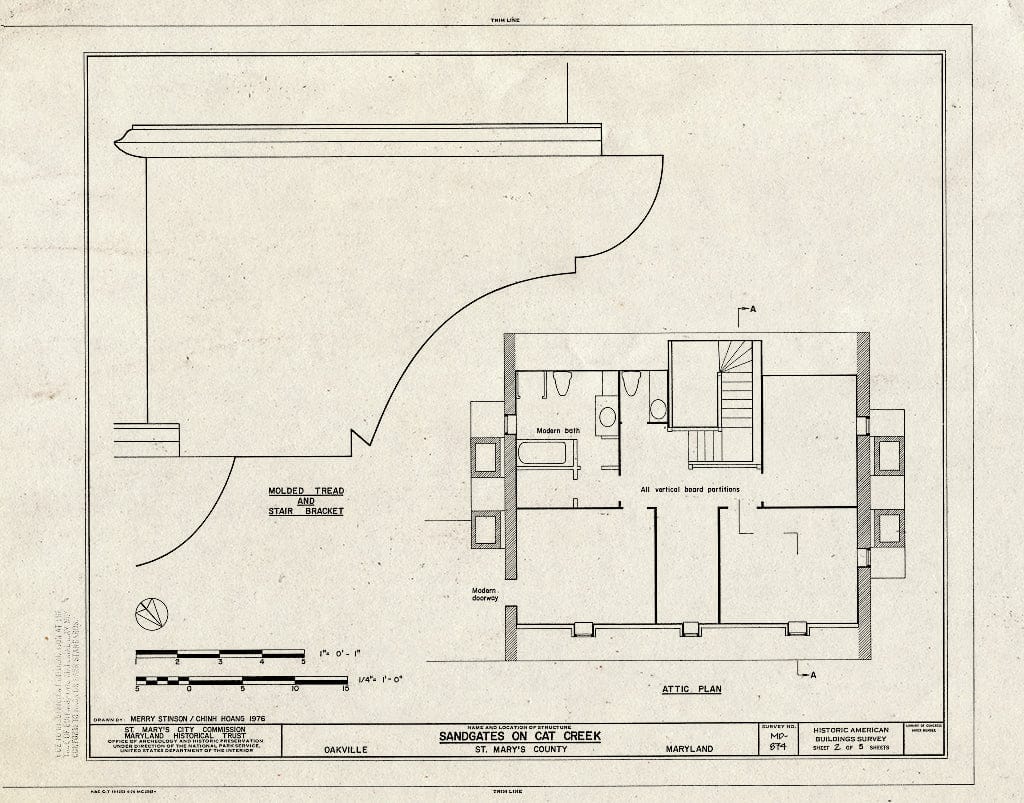 Blueprint HABS MD,19-OKVI.V,1- (Sheet 2 of 5) - Sandgates on Cat Creek, East of Oakville on State Route 472, Oakville, St. Mary's County, MD