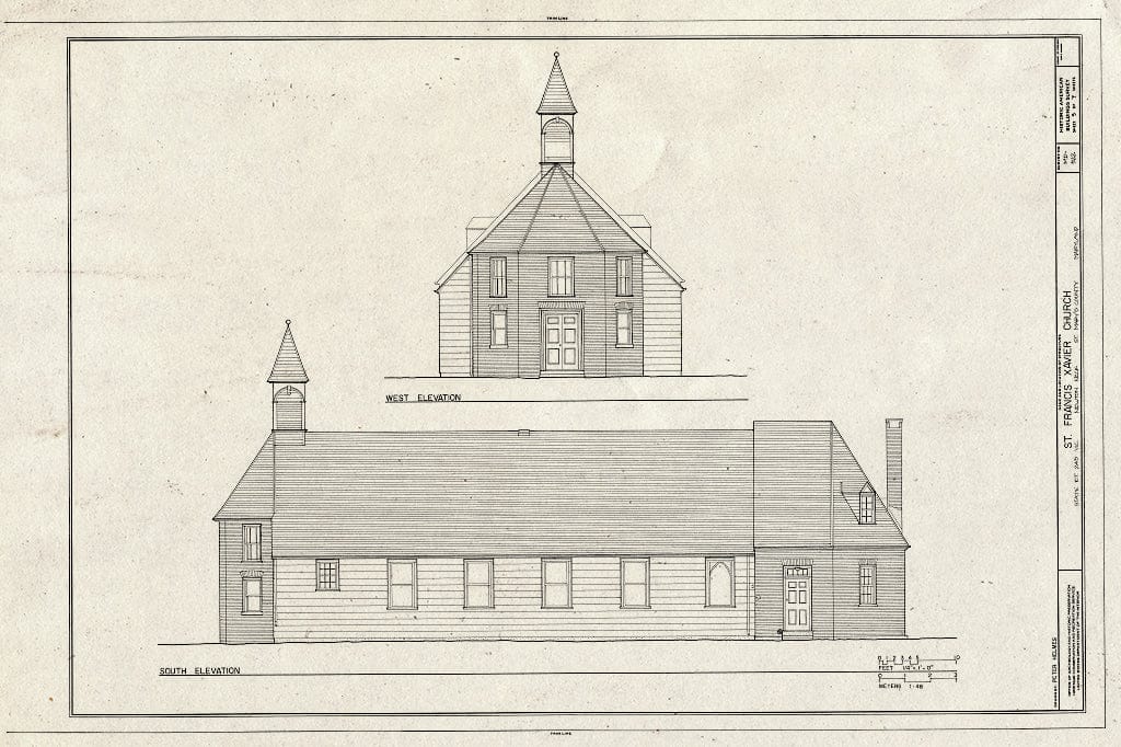 Blueprint HABS MD,19-COMP.V,1- (Sheet 3 of 7) - St. Francis Xavier Church, State Route 243 Vicinity, Compton, St. Mary's County, MD