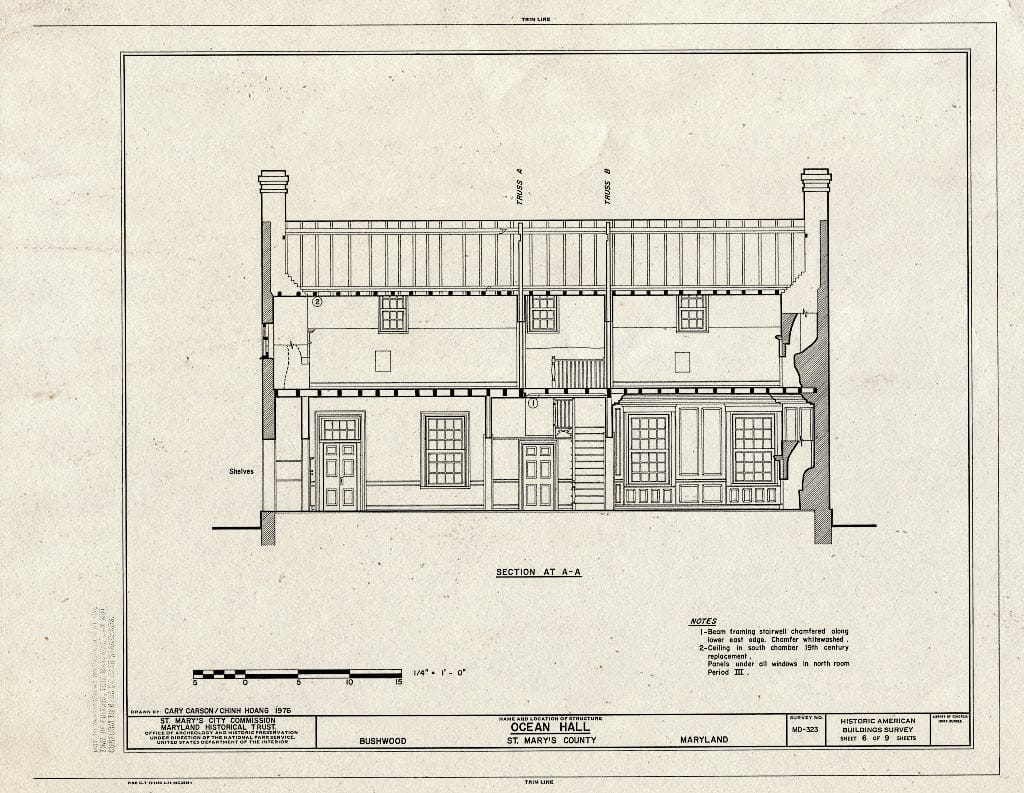 Blueprint HABS MD,19-BUWO,1- (Sheet 6 of 9) - Ocean Hall, Bushwood, St. Mary's County, MD