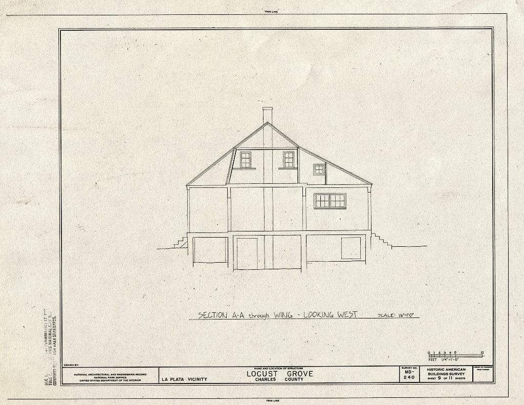 Blueprint HABS MD,9-LAPLA.V,2- (Sheet 9 of 11) - Locust Grove, La Plata, Charles County, MD
