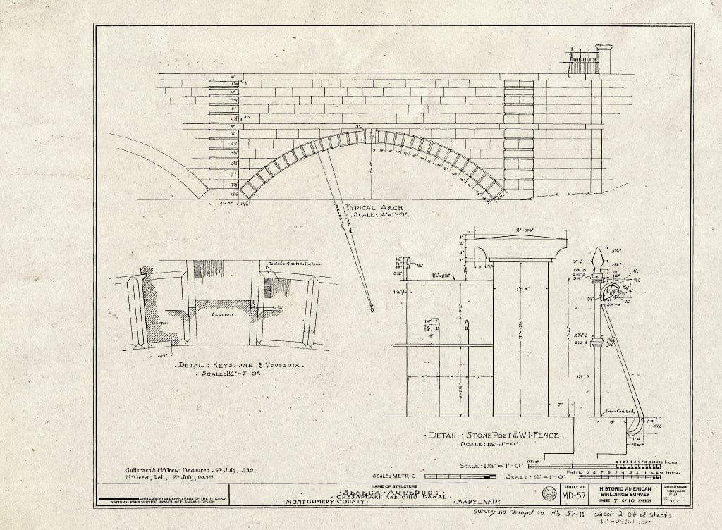 Blueprint HABS MD,16-,30- (Sheet 2 of 2) - Chesapeake & Ohio Canal, Aqueduct No. 1, Riley's Lock Road Vicinity, State Route 190, Seneca, Montgomery County, MD