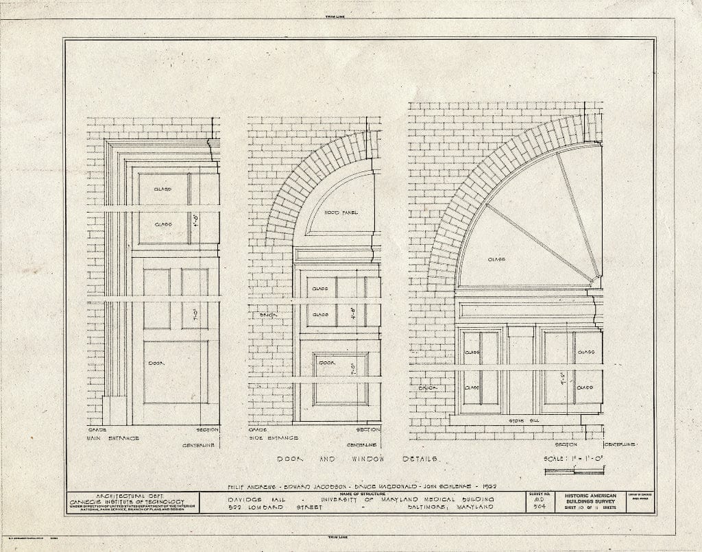 Blueprint HABS MD,4-BALT,59- (Sheet 10 of 11) - University of Maryland, Medical Building, Greene & Lombard Streets, Baltimore, Independent City, MD