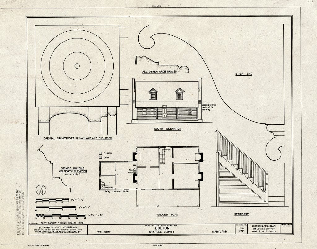 Blueprint HABS MD,9-WALD,1- (Sheet 1 of 1) - Bolton, Waldorf, Charles County, MD