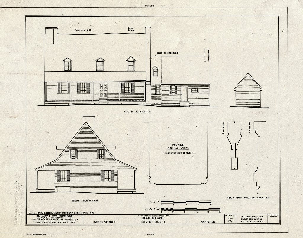 Blueprint HABS MD,5-OWI.V,1- (Sheet 2 of 2) - Maidstone, Owings, Calvert County, MD