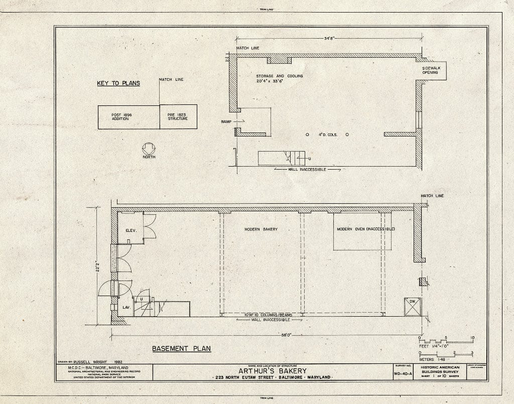 Blueprint HABS MD,4-BALT,171A- (Sheet 1 of 10) - North Eutaw Street, Arthur's Bakery, 223 North Eutaw Street, Baltimore, Independent City, MD