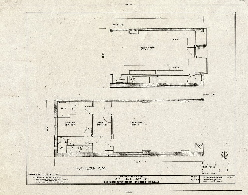 Blueprint HABS MD,4-BALT,171A- (Sheet 2 of 10) - North Eutaw Street, Arthur's Bakery, 223 North Eutaw Street, Baltimore, Independent City, MD