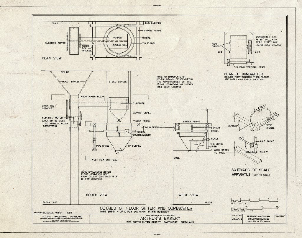 Blueprint HABS MD,4-BALT,171A- (Sheet 10 of 10) - North Eutaw Street, Arthur's Bakery, 223 North Eutaw Street, Baltimore, Independent City, MD
