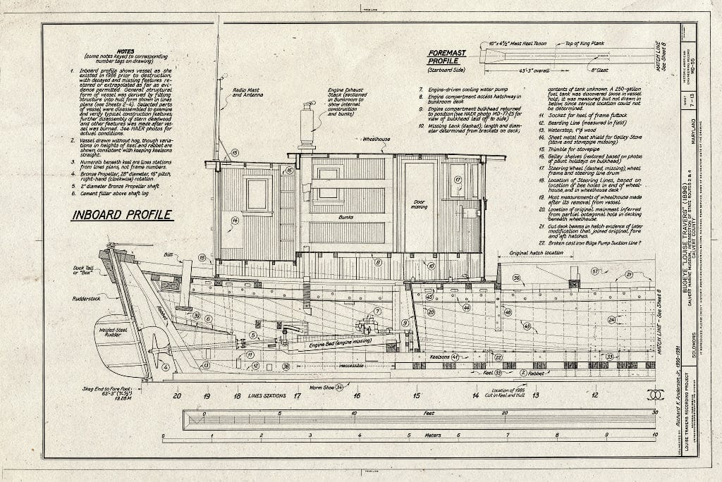 Blueprint HAER MD,5-SOLOM,1- (Sheet 7 of 13) - Bugeye Louise Travers, Intersection of Routes 2 & 4, Solomons, Calvert County, MD