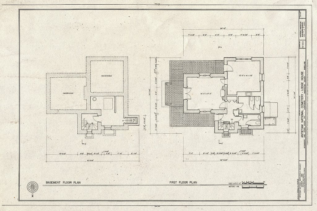 Blueprint HABS MD,22-Sharp,1A- (Sheet 2 of 8) - Antietam National Cemetery, Lodge House, Shepherdstown Pike (State Route 34), Sharpsburg, Washington County, MD