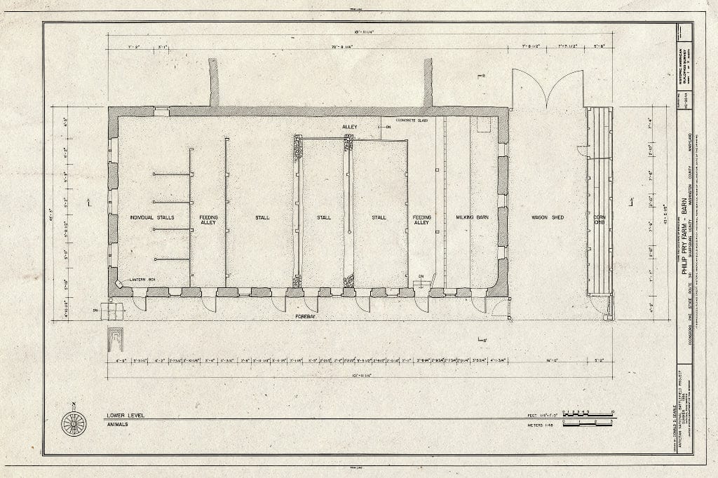 Blueprint HABS MD,22-Sharp.V,8-A- (Sheet 1 of 9) - Philip Pry Farm, Barn, Boonsboro Pike (SR 34), Sharpsburg, Washington County, MD