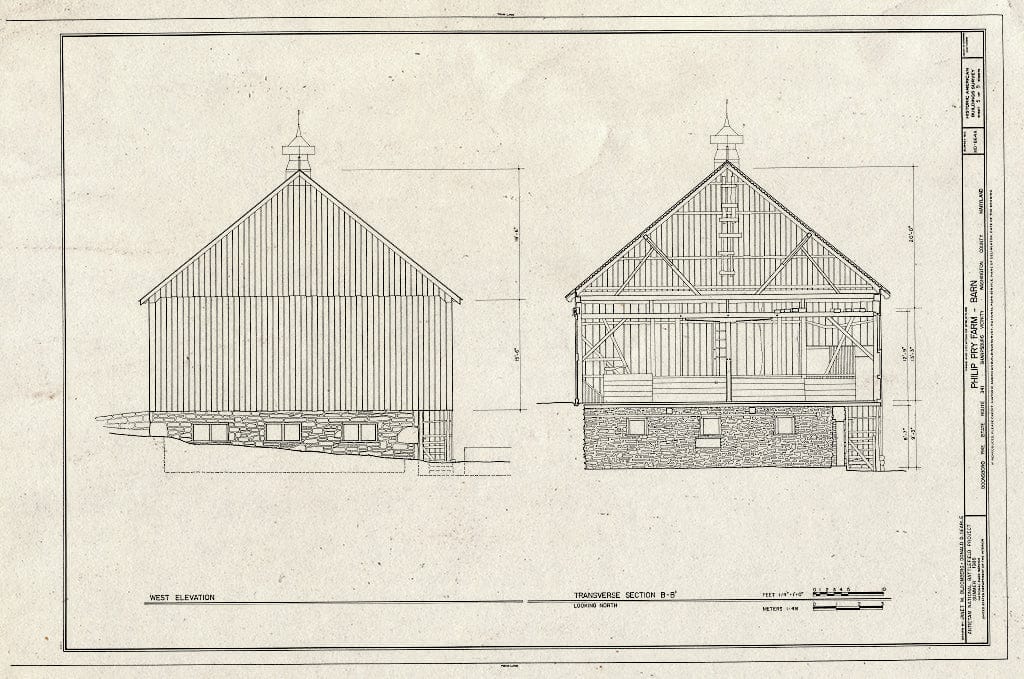 Blueprint HABS MD,22-Sharp.V,8-A- (Sheet 5 of 9) - Philip Pry Farm, Barn, Boonsboro Pike (SR 34), Sharpsburg, Washington County, MD