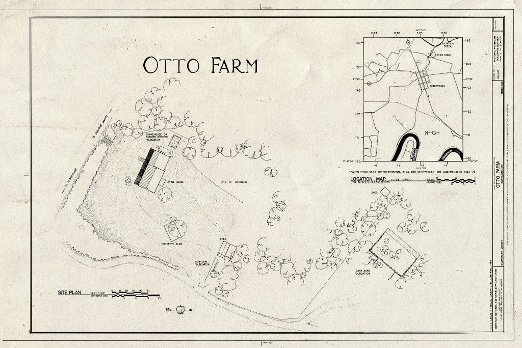 Blueprint HABS MD,22-Sharp.V,33- (Sheet 1 of 1) - Otto Farm, Burnside Bridge Road, Sharpsburg, Washington County, MD