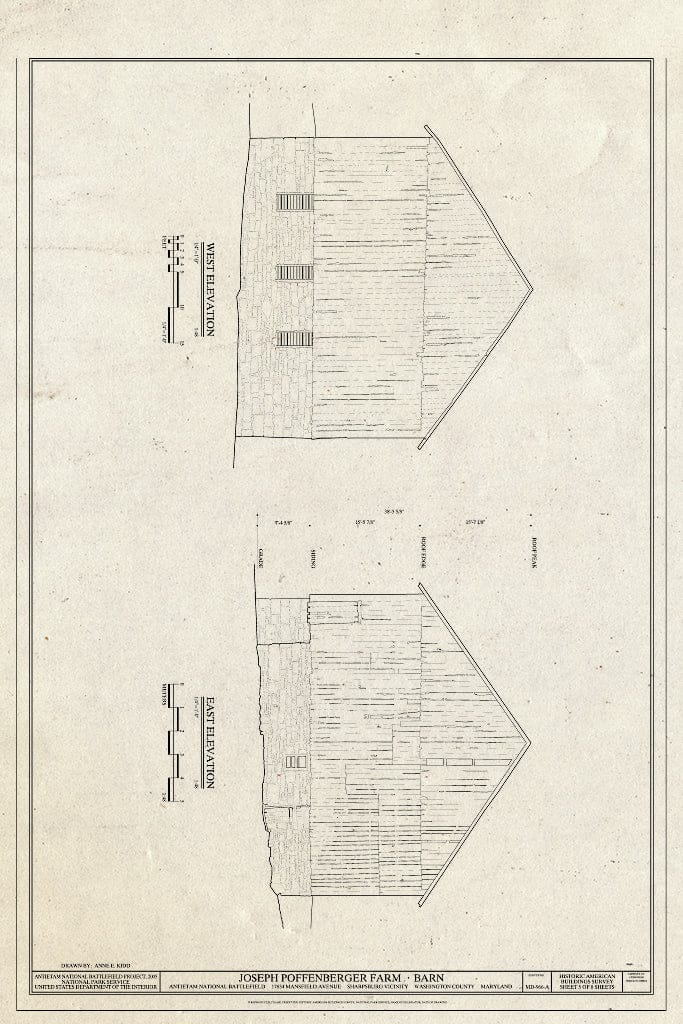 Blueprint HABS MD,22-Sharp.V,19-A- (Sheet 5 of 8) - Joseph Poffenberger Farm, Barn, 17834 Mansfield Avenue, Sharpsburg, Washington County, MD