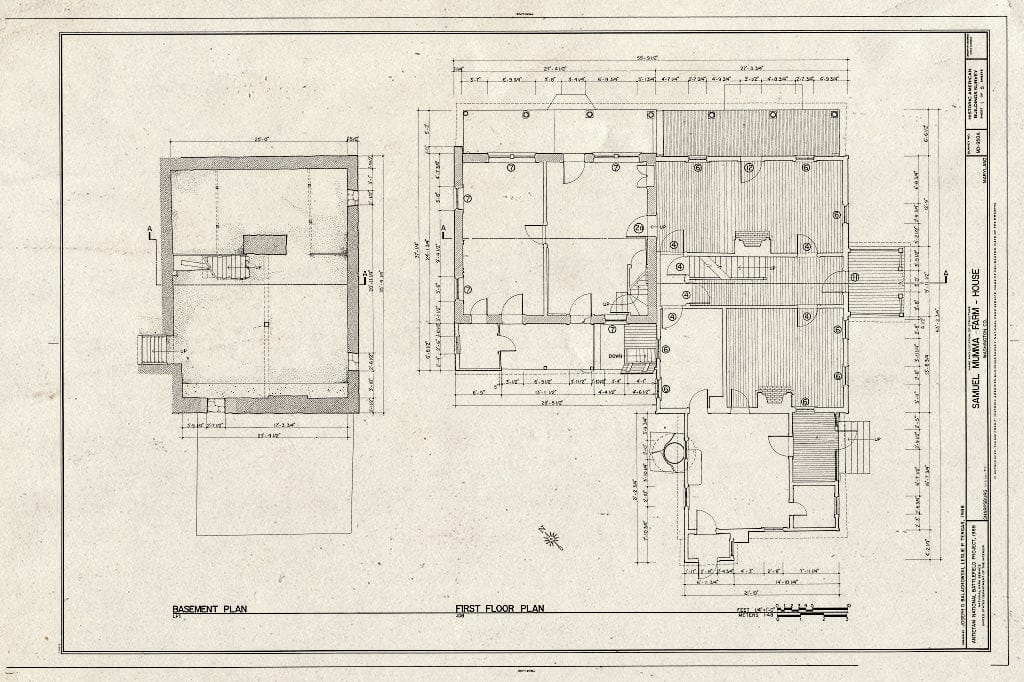 Blueprint HABS MD,22-Sharp.V,30A- (Sheet 1 of 5) - Mumma Farm, House, Smoketown Road, Sharpsburg, Washington County, MD