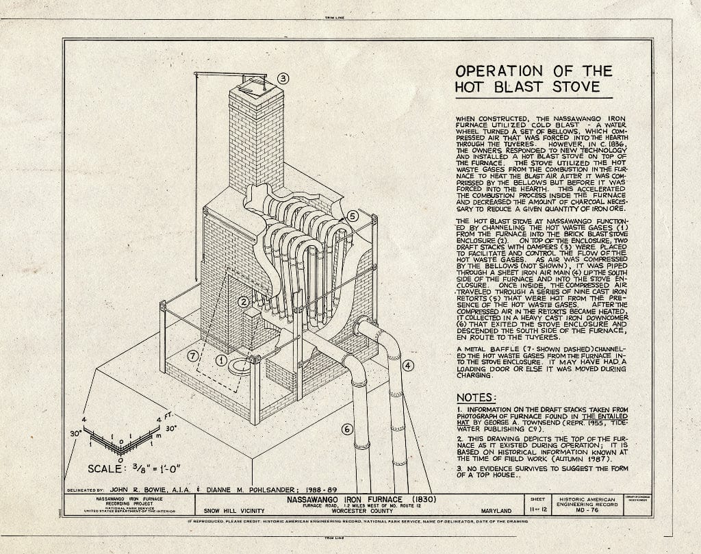 Blueprint HAER MD,24-SNOHI.V,2- (Sheet 11 of 12) - Nassawango Iron Furnace, Furnace Road, 1.2 Miles west of Maryland Route 12, Snow Hill, Worcester County, MD