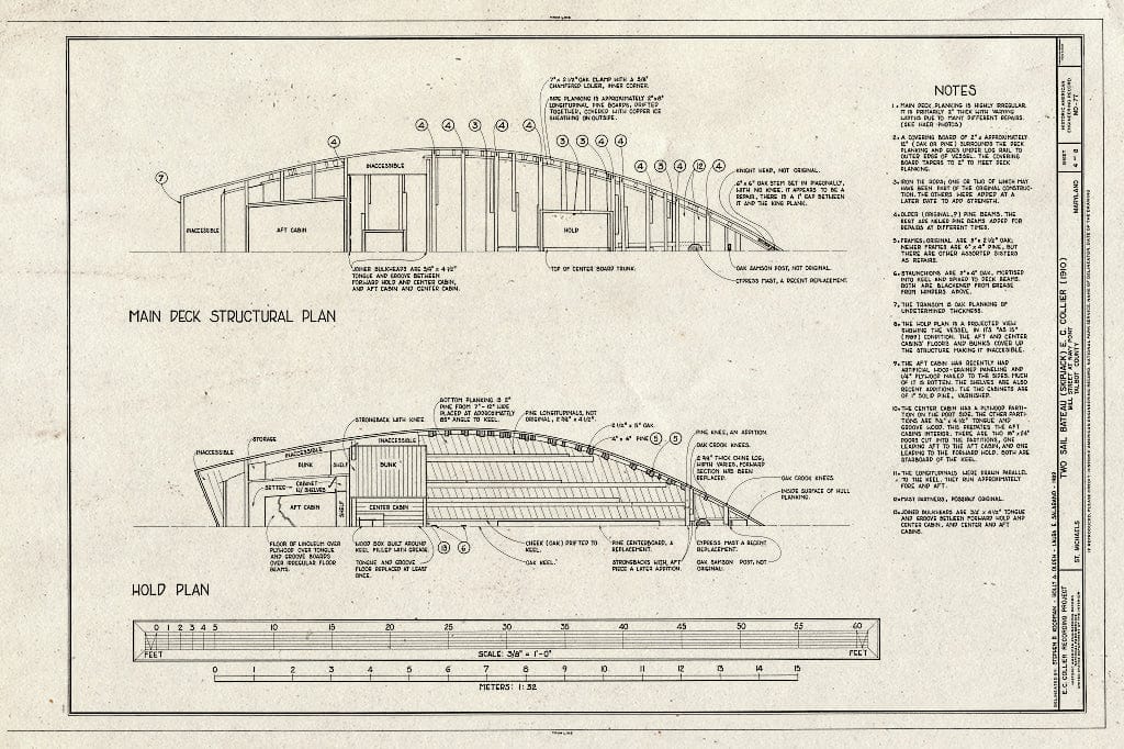 Blueprint HAER MD,21-SAIMI,1- (Sheet 4 of 8) - Two-Sail Bateau E. C. Collier, Chesapeake Bay Maritime Museum, Mills Street, Saint Michaels, Talbot County, MD
