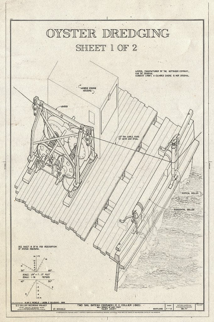 Blueprint HAER MD,21-SAIMI,1- (Sheet 7 of 8) - Two-Sail Bateau E. C. Collier, Chesapeake Bay Maritime Museum, Mills Street, Saint Michaels, Talbot County, MD