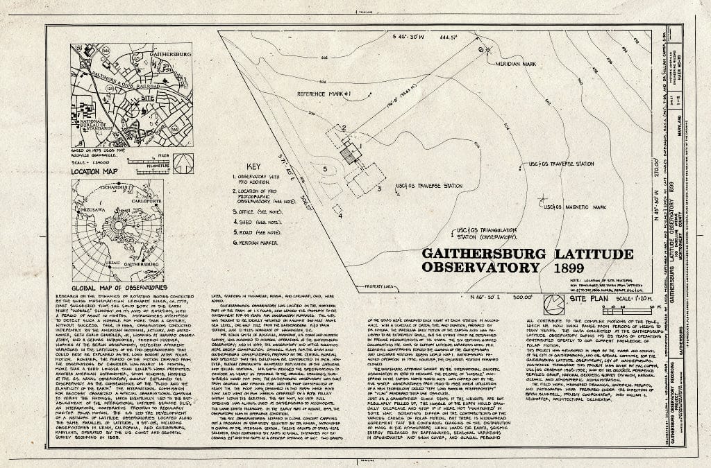Blueprint HAER MD,16-GAITH,1- (Sheet 1 of 6) - Gaithersburg Latitude Observatory, 100 De Sellum Avenue, Gaithersburg, Montgomery County, MD