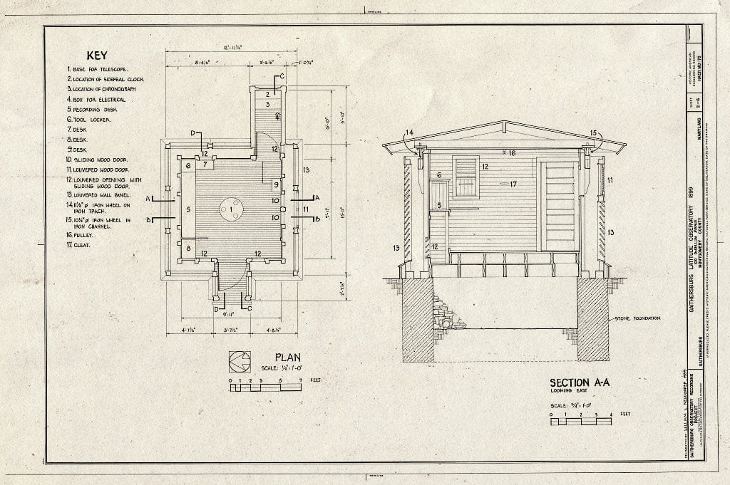 Blueprint HAER MD,16-GAITH,1- (Sheet 2 of 6) - Gaithersburg Latitude Observatory, 100 De Sellum Avenue, Gaithersburg, Montgomery County, MD