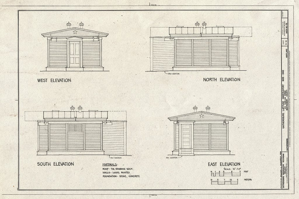 Blueprint HAER MD,16-GAITH,1- (Sheet 3 of 6) - Gaithersburg Latitude Observatory, 100 De Sellum Avenue, Gaithersburg, Montgomery County, MD