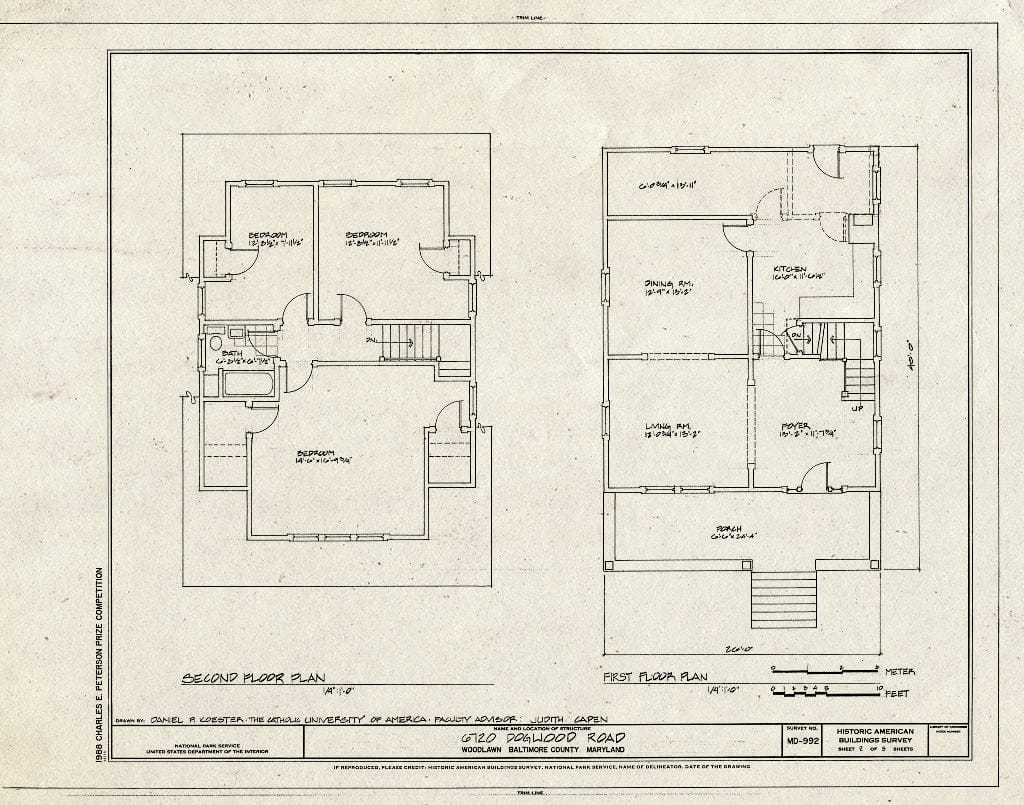 Blueprint HABS MD,3-WOLA,1- (Sheet 2 of 3) - 6720 Dogwood Road (House), 6720 Dogwood Road, Woodlawn, Baltimore County, MD