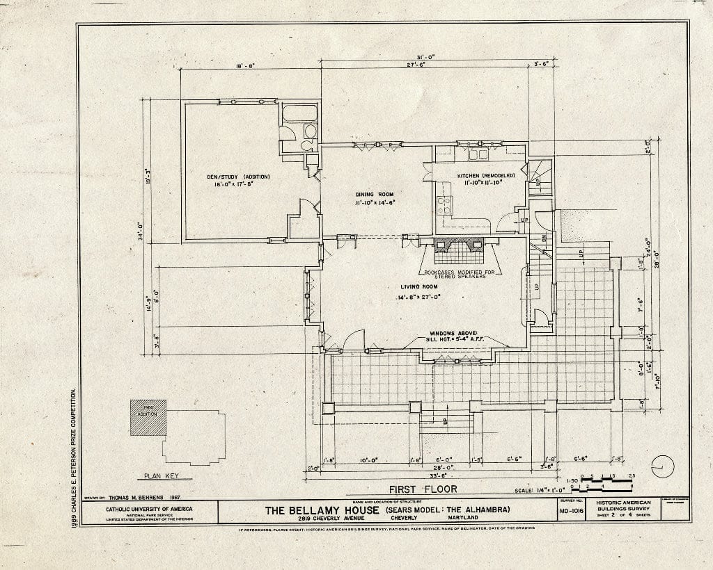 Blueprint HABS MD,17-CHEV,1- (Sheet 2 of 4) - The Bellamy House, 2819 Cheverly Avenue, Cheverly, Prince George's County, MD