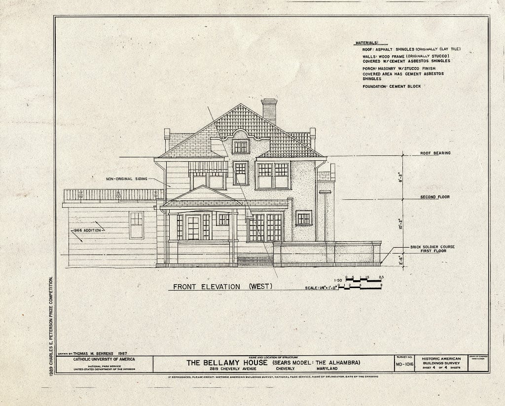 Blueprint HABS MD,17-CHEV,1- (Sheet 4 of 4) - The Bellamy House, 2819 Cheverly Avenue, Cheverly, Prince George's County, MD