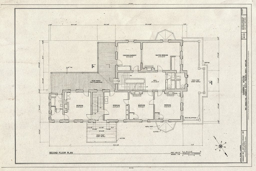 Blueprint HABS MD,11-FRED.V,18- (Sheet 4 of 17) - Gambrill House, Urbana Park, Frederick, Frederick County, MD