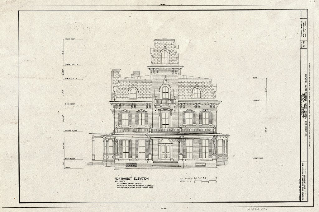 Blueprint HABS MD,11-FRED.V,18- (Sheet 7 of 17) - Gambrill House, Urbana Park, Frederick, Frederick County, MD