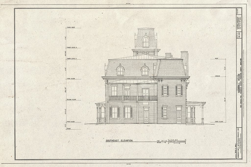 Blueprint HABS MD,11-FRED.V,18- (Sheet 9 of 17) - Gambrill House, Urbana Park, Frederick, Frederick County, MD