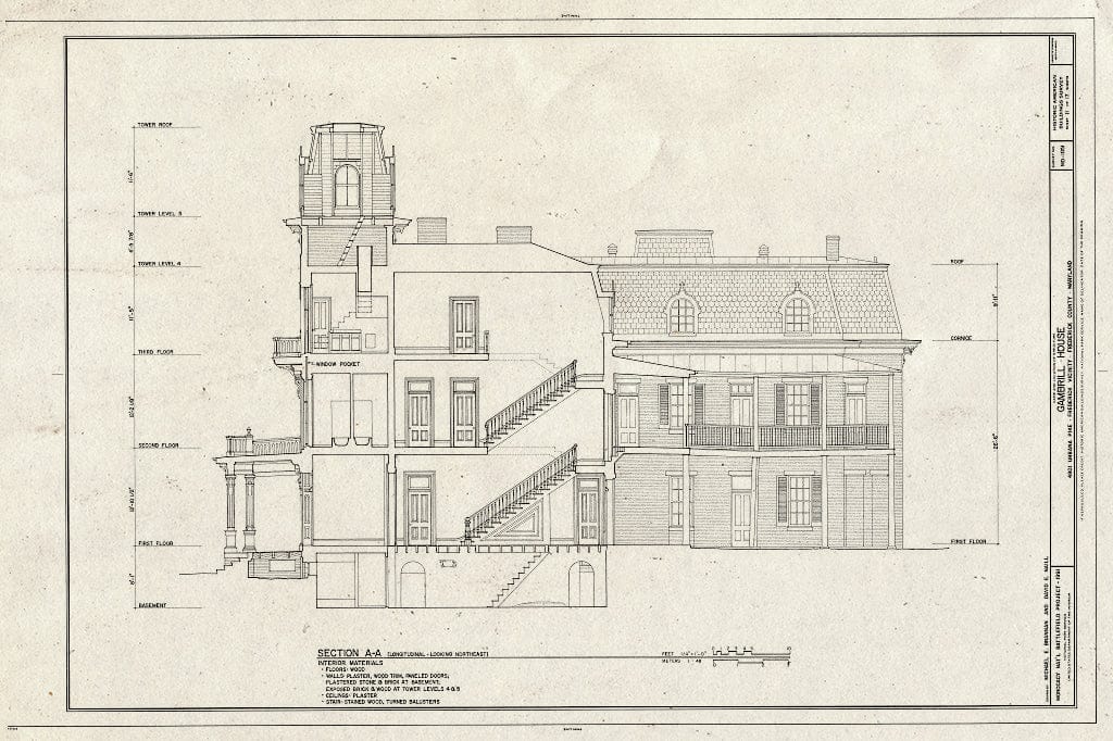Blueprint HABS MD,11-FRED.V,18- (Sheet 11 of 17) - Gambrill House, Urbana Park, Frederick, Frederick County, MD