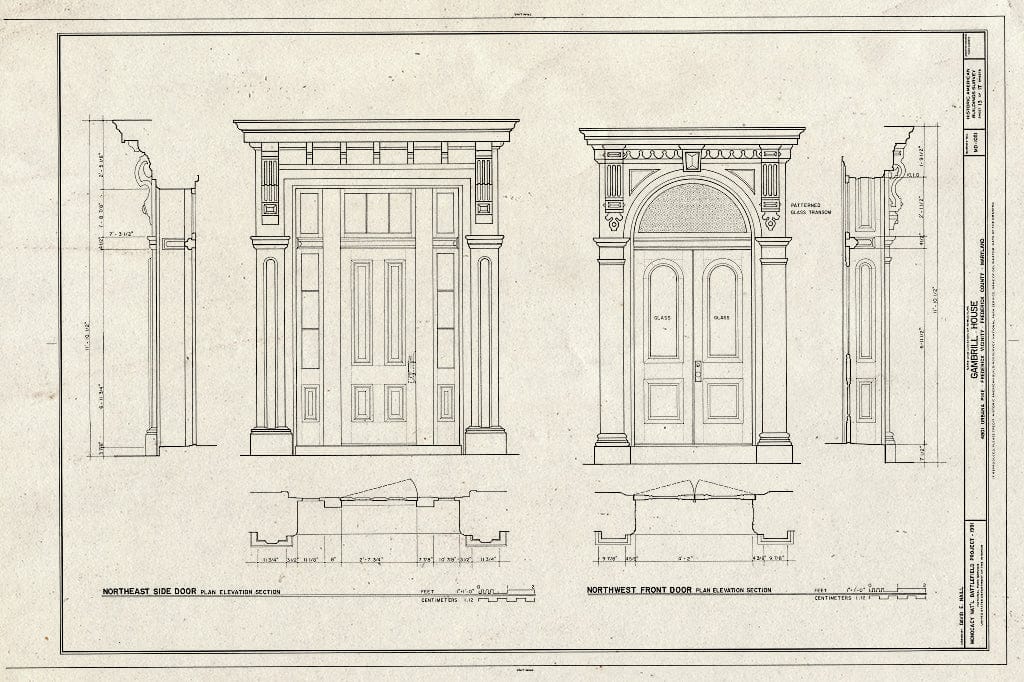 Blueprint HABS MD,11-FRED.V,18- (Sheet 13 of 17) - Gambrill House, Urbana Park, Frederick, Frederick County, MD