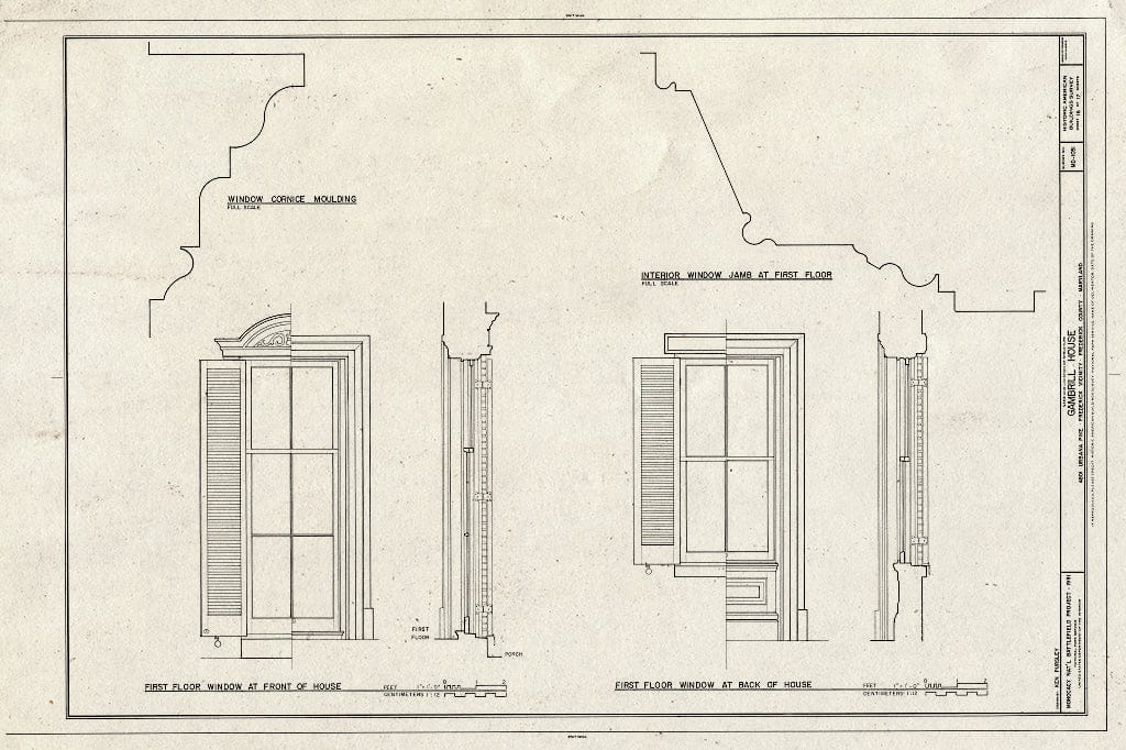 Blueprint HABS MD,11-FRED.V,18- (Sheet 16 of 17) - Gambrill House, Urbana Park, Frederick, Frederick County, MD