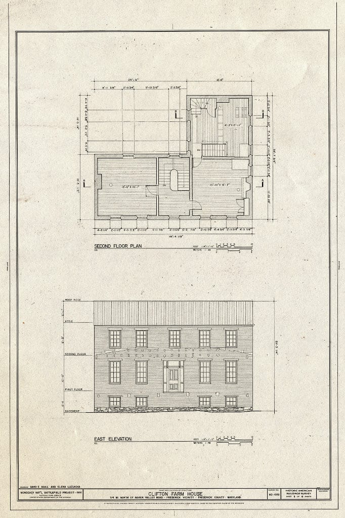 Blueprint HABS MD,11-FRED.V,17- (Sheet 3 of 6) - Clifton Farm, Off Baker Road, Frederick, Frederick County, MD