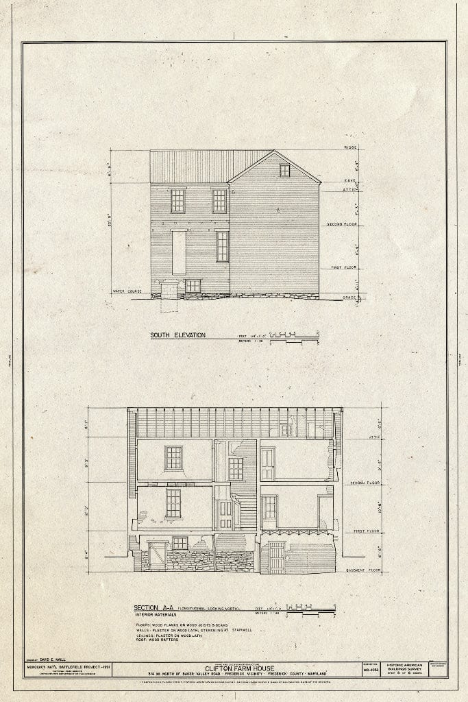Blueprint HABS MD,11-FRED.V,17- (Sheet 5 of 6) - Clifton Farm, Off Baker Road, Frederick, Frederick County, MD